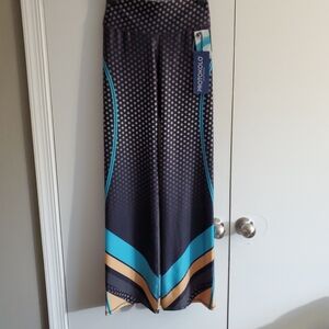 High-Rise Polka Dot Wide-Leg Pants in Black and Teal